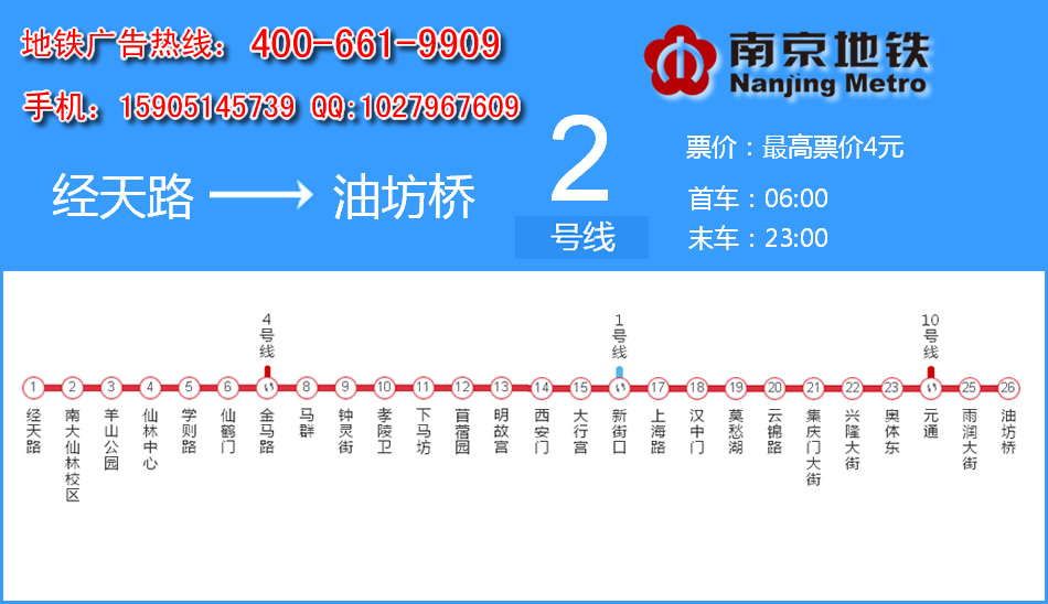 南京地铁2号线广告投放