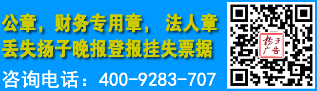 公章，财务专用章，法人章丢失扬子晚报登报挂失票据