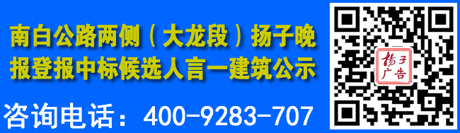 南白公路两侧（大龙段）扬子晚报登报中标候选人言一建筑公示