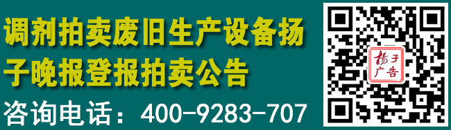 调剂拍卖废旧生产设备扬子晚报登报拍卖公告