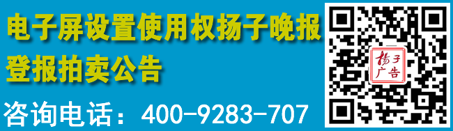 电子屏设置使用权扬子晚报登报拍卖公告