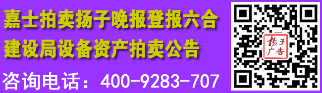嘉士拍卖扬子晚报登报六合建设局设备资产拍卖公告