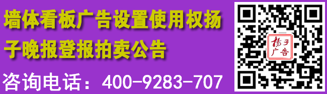 墙体看板广告设置使用权扬子晚报登报拍卖公告