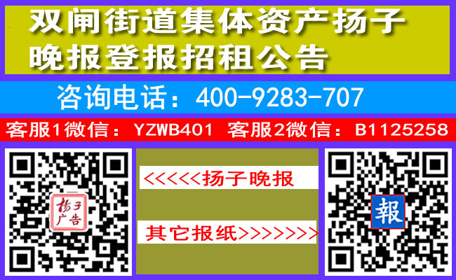 双闸街道集体资产扬子晚报登报招租公告