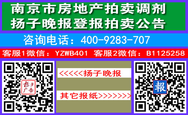 南京市房地产拍卖调剂扬子晚报登报拍卖公告