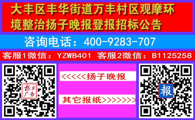 大丰区丰华街道万丰村区观摩环境整治扬子晚报登报招标公告